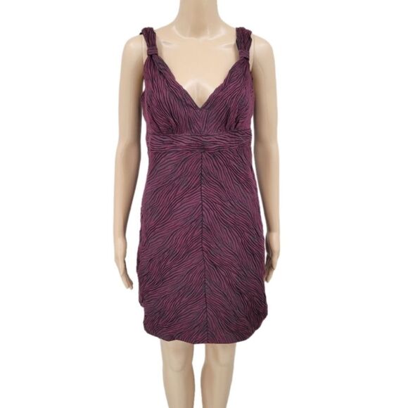 Mssp Women's Medium Burgundy Black Abstract Zebra Animal Print Textured Dress - Picture 1 of 13